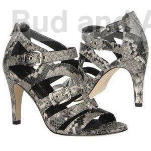 FRANCO SARTO ALEGRIA GRAY SNAKESKIN PRINT 4" HEELS